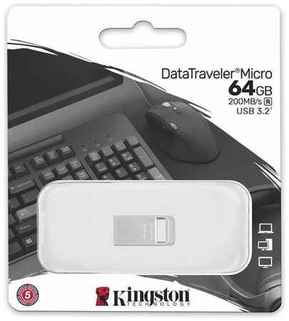 Флешка USB Kingston DataTraveler Micro 64ГБ, USB3.0, [dtmc3g2/64gb]