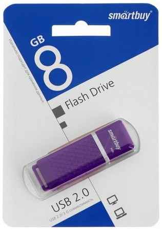 Smartbuy Флешка Quartz series Violet, 8 Гб, USB 2.0, чт до 25 Мб/с, зап до 15 Мб/с, фиолетовая 198995625620
