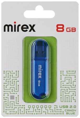 Флешка Mirex CANDY BLUE, 8 Гб , USB2.0, чт до 25 Мб/с, зап до 15 Мб/с, синяя 198998219563