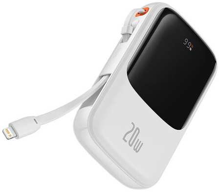 Портативный аккумулятор BASEUS Qpow Pro Digital display fast charge iP Edition,10000 mAh, 20W, с кабелем Lightning