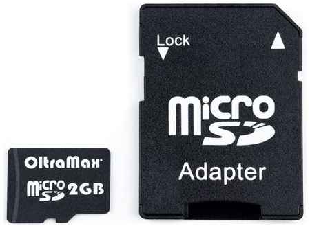 Карта памяти OltraMax microSD 2 ГБ Class 4, R 3 МБ/с, адаптер на SD, 1 шт., черный 199032996