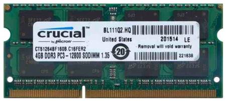 Оперативная память Crucial 4 ГБ DDR3L 1600 МГц SODIMM CL11 CT51264BF160B