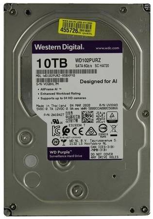 Жесткий диск Western Digital WD Purple 10 ТБ WD102PURZ 19932059448
