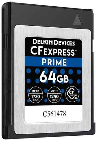 Delkin Devices Карта памяти Delkin CFexpress Type B 64 ГБ, R/W 1730/1240 МБ/с, черный