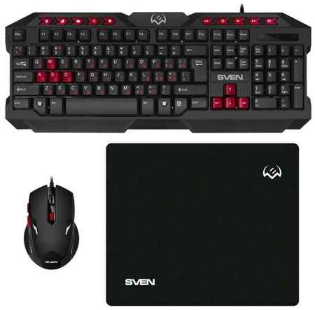 Комплект клавиатура + мышь SVEN GS-9200 Black USB, черный, английская/русская 19955496848