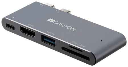 USB-концентратор Canyon 5-в-1 Thunderbolt 3 (CNS-TDS05DG), разъемов: 2, серый 19997246764