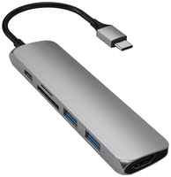 Концентратор Satechi Type-C Slim Multiport Adapter V2 ST-SCMA2M интерфейс USB-C. Порты: USB-C Power Delivery (PD), 2хUSB 3.0, 4K HDMI, micro/SD