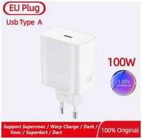 Оригинальное зарядное устройство Oneplus, 100 Вт, адаптер Supervooc Type-A, USB-кабель Super Vooc для быстрой зарядки, 80 Вт, One Plus 12 11 Nord CE 3 10 Pro, add 1m 100w cable, 100w EU charger