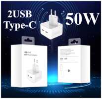 Орбита Адаптер питания 50W / 2 разъема Type-C / Быстрая зарядка для iPhone, iPad, AirPods