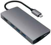 USB-концентратор Satechi Aluminum Multi-Port Adapter 4K with Ethernet V2, разъемов: 4, 0.2 см, space