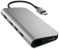 Лысьва USB-концентратор Satechi Aluminum Multi-Port Adapter 4K with Ethernet, разъемов: 7, 0.2 см, Silver