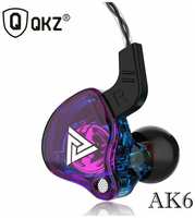 HiFi наушники QKZ AK6 спортивные проводные с микрофоном для телефона вакуумные мощные басы