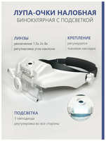 KS21 Лупа очки налобная бинокулярная с подсветкой, артикул MG81000S/белая