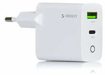 Зарядное устройство для телефона USB-C + USB A, PD 3.0, QC 3.0, 20W, Deppa 11398-OZ/ Без заводкой упаковки