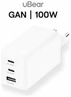 Сетевое зарядное устройство uBear Bridge, USB-C/USB A, 100 Вт, GaN с поддержкой протоколов быстрой зарядки