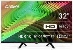 Телевизор LED Digma 32″ DM-LED32SBB34 Салют ТВ Frameless Metal HD 60Hz DVB-T DVB-T2 DVB-C DVB-S DVB-S2 USB WiFi Smart TV