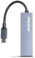 USB Type-C Хаб Smartbuy 460С 2 порта USB 3.0, металл. корпус (SBHA-460C-G), серый