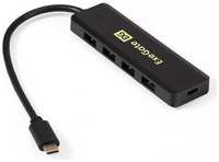 USB-Хаб (концентратор) 4-в-1 ExeGate DUB-4CP / 1 (кабель-адаптер USB Type C --> 4xUSB3.0, Plug&Play, черный) EX293986RUS