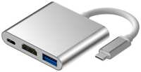 ORIENT Кабель-переходник Type-C->HDMI + Type-C + USB3.0 ORIENT C028, серебристый (ret)