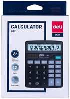 Калькулятор настольный комп. Deli E837, 12-р, дв. пит, 148x120мм, черный
