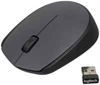Мышь LOGITECH M170, беспроводная, USB, серый и черный (910-004646)