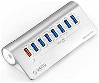 USB-концентратор ORICO M3U7Q1-10, разъемов: 7, 100 см, серебристый