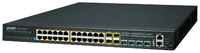 PLANET Layer 3 24-Port 10 / 100 / 1000T 802.3at POE + 4-Port 10G SFP+ Stackable Managed Gigabit Switch (370W)