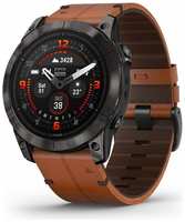 Garmin Часы Gamin EPIX PRO (Gen 2) Sapphire Edition 51 мм, титановый угольно-серый, DLC, коричневый кожаный ремешок