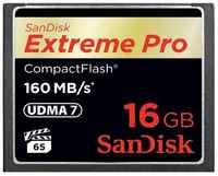 Карта памяти SanDisk Compact Flash 64 ГБ Class 10, R/W 160/150 МБ/с, 1 шт., черный