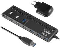 USB-концентратор Ginzzu GR-380UAB, разъемов: 10, 100 см, черный