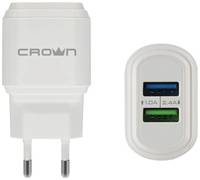 CROWN MICRO Сетевое зарядное устройство Crown CMWC-3032F, USB, USB-C, 2.4 А, быстрая зарядка, белое. В наборе 1шт