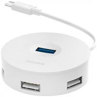 USB-концентратор Baseus round box Type-C HUB (CAHUB-G), разъемов: 4, 25 см, белый