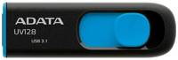 Флешка ADATA DashDrive UV128 64 ГБ, 1 шт., черный / голубой