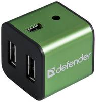 USB-концентратор Defender Quadro Iron (83506), разъемов: 4, зеленый
