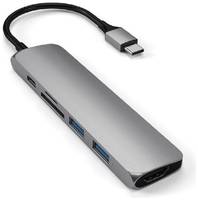 USB-C адаптер Satechi Type-C Slim Multiport Adapter V2. Интерфейс USB-C. Цвет серый космос