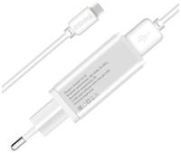 Krutoff Сетевое зарядное устройство (СЗУ) CH-07C 2xUSB, 2.4A + кабель USB Type-C (white)