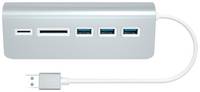 USB-концентратор Satechi Aluminum USB 3.0 Hub & Card Reader, разъемов: 5, Silver