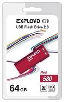 Флешка EXPLOYD 580 64 ГБ, 1 шт., red