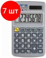 Комплект 7 шт, Калькулятор карманный металлический STAFF STF-1008 (103х62 мм), 8 разрядов, двойное питание, 250115