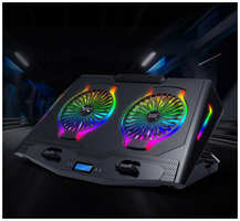 STM Регулируемая мощная охлаждающая подставка для игровых ноутбуков, 2 вентилятора, подсветка,5 углов наклона, держатель телефона, 2 USB , от 13″до19″