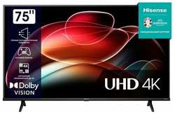 Телевизор Hisense 75A6K, 75″, 3840x2160, DVB-T2/C/S2, HDMI 3, USB 2, Smart TV, 10385224