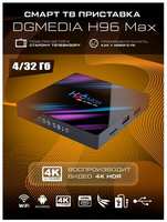 Смарт ТВ приставка DGMedia H96 Max, Андроид медиаплеер 4 / 32 Гб, Wi-Fi, 4K, RK3318
