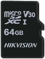 Карта памяти Hikvision microSDXC 64 ГБ Class 10, V30, A1, UHS-I U1, R/W 92/10 МБ/с, адаптер на SD, 1 шт., черный