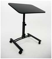 СтолМет Складной стол для ноутбука на колесах «Твист-2» с регулировкой высоты и угла наклона, дуб сонома, черный
