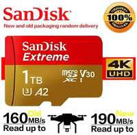 Карта памяти с адаптером SanDisk Extreme microSDXC 1000 ГБ (1 ТБ) Class10 UHS Class 3 V30 A2 190 / 130 Mb / s (Go Pro, dji, дроны)