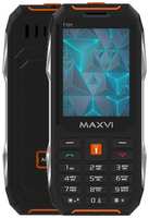 Телефон MAXVI T101 Global для РФ, 2 micro SIM, черный / оранжевый
