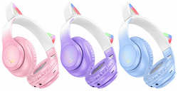 Hoco. Наушники Bluetooth Кошачьи ушки Hoco W42 Cat ear grape
