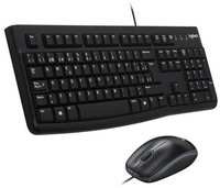 Комплект клавиатура + мышь Logitech Desktop MK120, черный, только английская