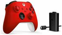 Геймпад Microsoft беспроводной Series S  /  X  /  Xbox One S  /  X Pulse Red красный 4 ревизия + Оригинальный аккумулятор play and charge kit USB - Type C