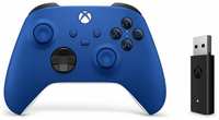 Геймпад Microsoft беспроводной Series S  /  X  /  Xbox One S  /  X Shock Blue синий 4 ревизия + Беспроводной адаптер - ресивер для ПК